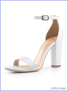 Women's Open Toe Ankle Strap Heeled Sandals 4 Inch Chunky Heel
